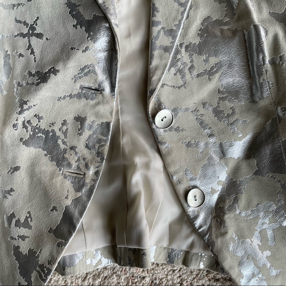 Cache Leather Blazer Grey Pattern 3/4 Sleeve - Picture 3 of 3